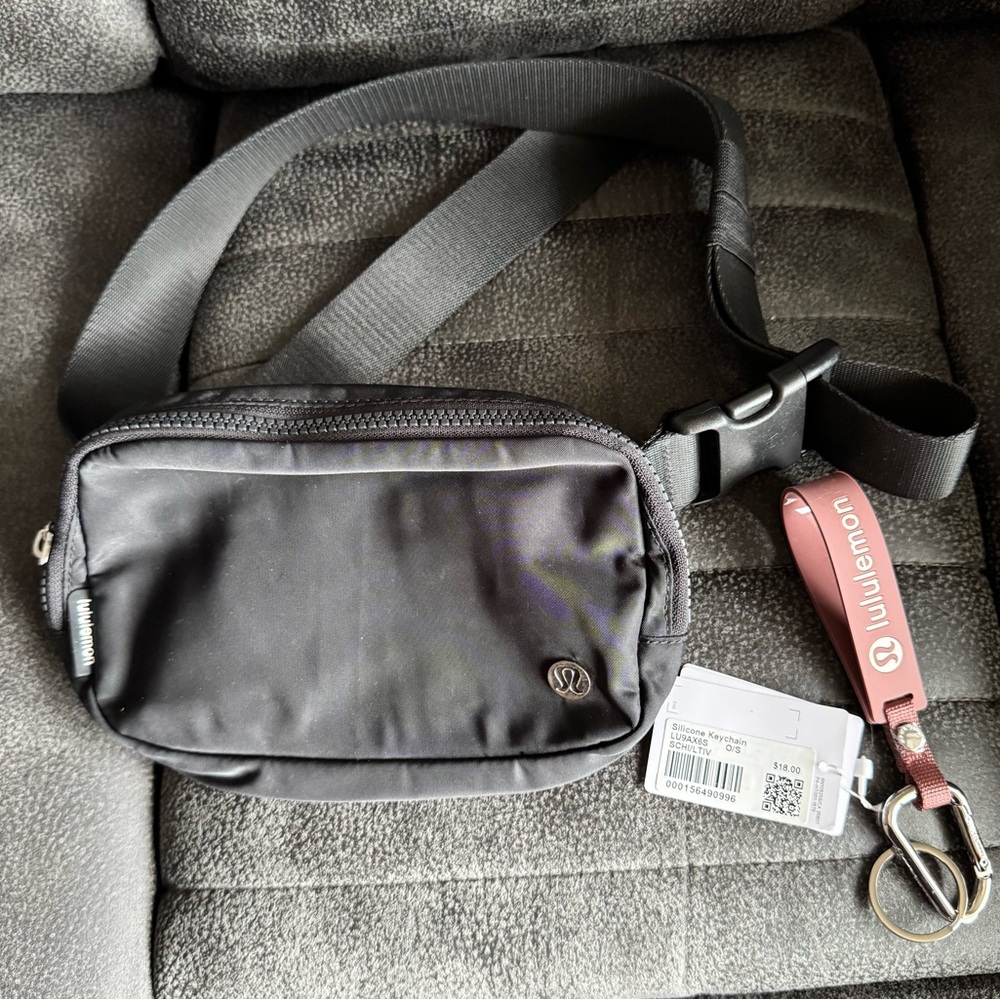 lululemon Black Crossbody Bag and Keychain